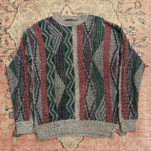 Vtg Roundtree & Yorke Earth Tones Coogi Cosby Style Textured Knit Sweater Sz M
